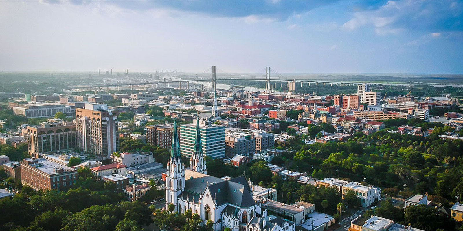 Aerial View of City Real Estate in Savannah Georgia